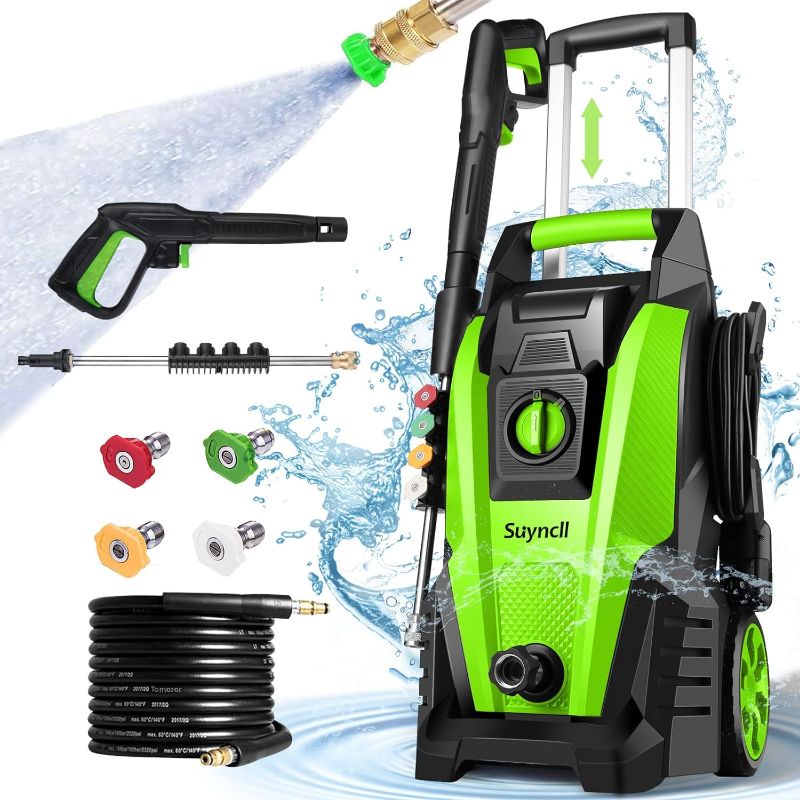 Photo 1 of 
Suyncll Pressure Washer, 2.2GPM Electric Power Washer,1800W High Pressure Washer, Professional Washer Cleaner, with 4 Nozzles, Soap Bottle and Hose Reel, Best for Cleaning Cars,Driveways,Patios
