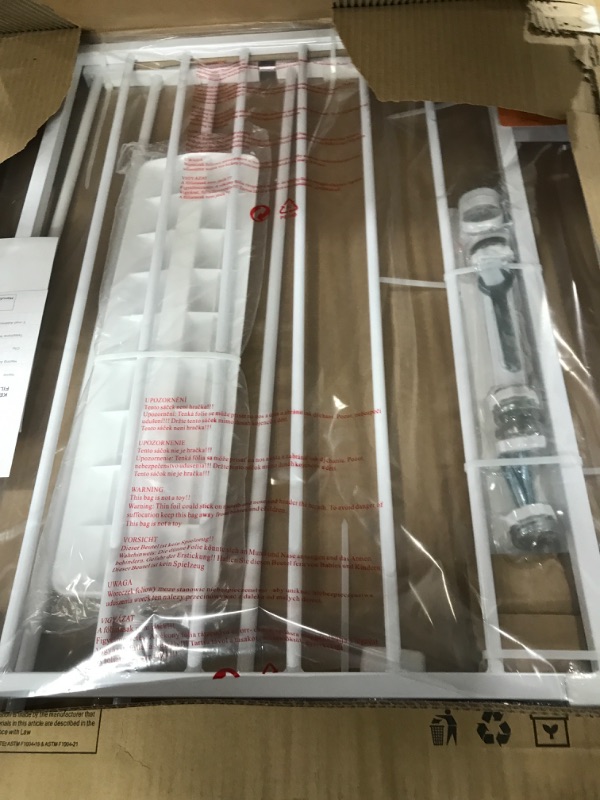 Photo 1 of ABOIL Baby Gate for Stairs Doorway No Drilling, 29-43 Inch Extra Wide Dog Gate for House Indoor, 30”Tall, Easy Pressure Mounted Walk Thru Child Pet Gate White