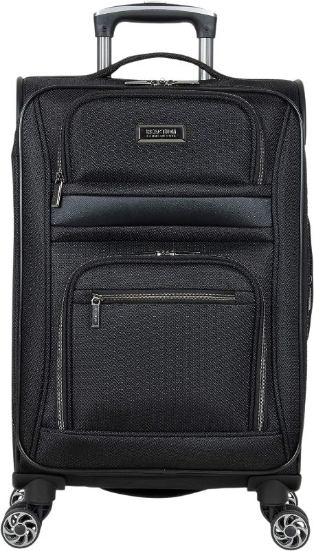 Photo 1 of Kenneth Cole Reaction Rugged Roamer Luggage Collection Lightweight Softside Expandable 8-Wheel Spinner Travel Suitcase Bag, Black, 20-Inch Carry-On
