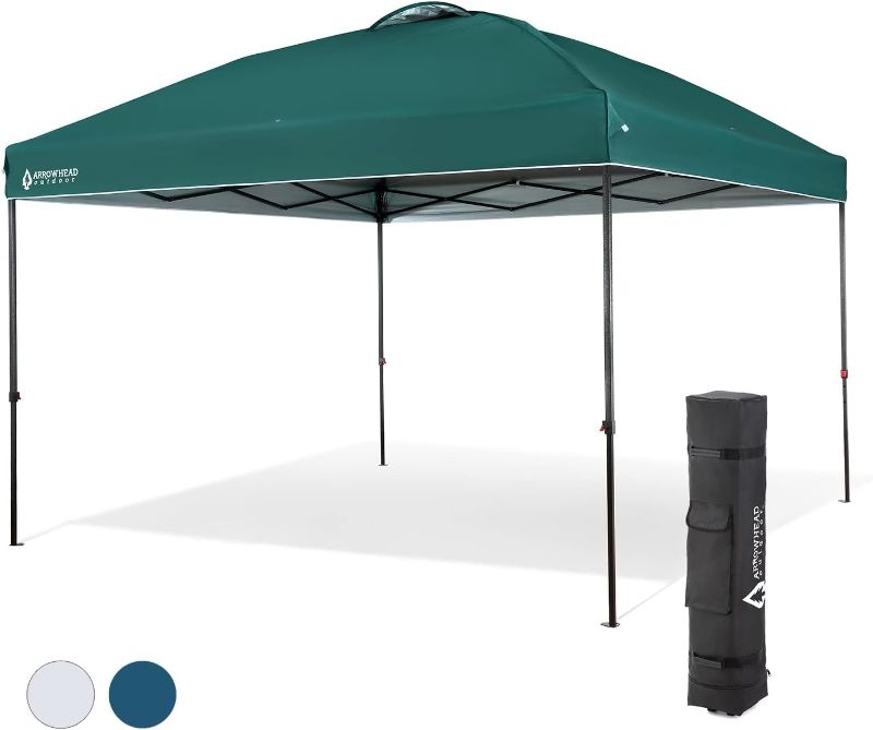 Photo 1 of ARROWHEAD OUTDOOR 12’x12’ Pop-Up Canopy & Instant Shelter, Easy One Person Setup, Water & UV Resistant 150D Fabric Construction, Wheeled Carry Bag, Guide Ropes, Green v2 (New) (KGS0387U)
