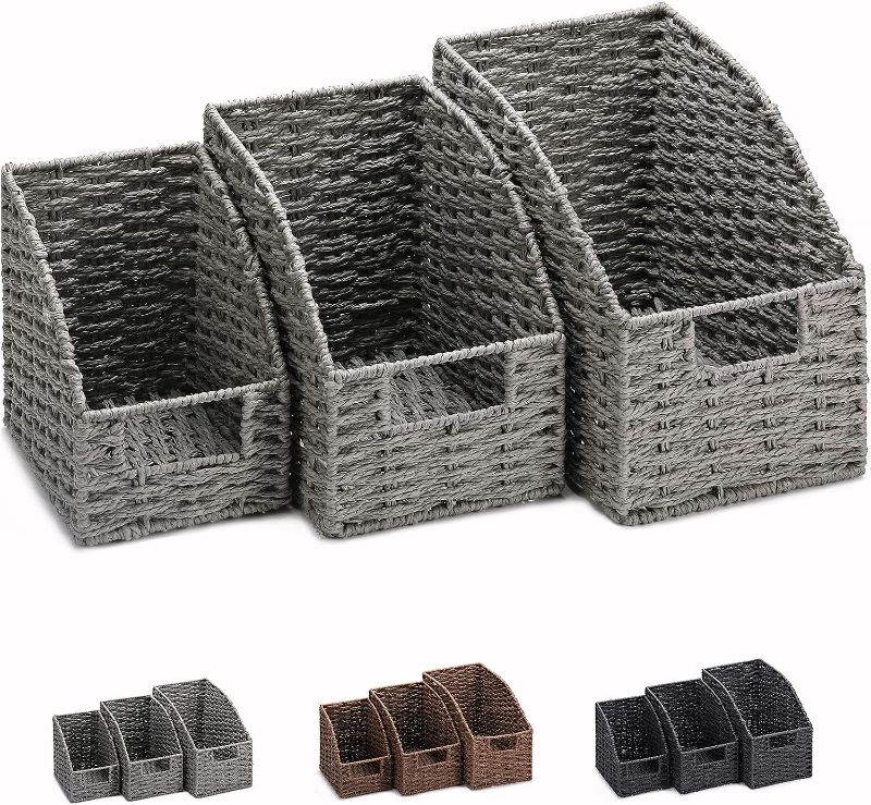 Photo 1 of *USED* Vagusicc Wicker Storage Basket, Set of 3 Woven Paper Rope Small Storage Baskets
