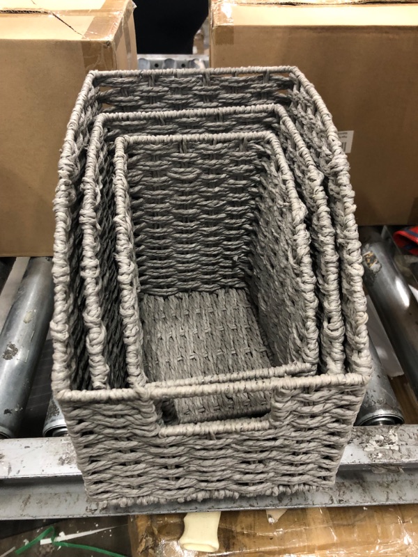 Photo 2 of *USED* Vagusicc Wicker Storage Basket, Set of 3 Woven Paper Rope Small Storage Baskets
