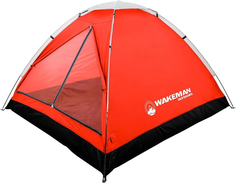 Photo 1 of 2-Person Tent - Water-Resistant Dome Tent with Removable Rain Fly and Carry Bag for Camping, Backpacking, Hiking, and Festivals by Wakeman (Red)
