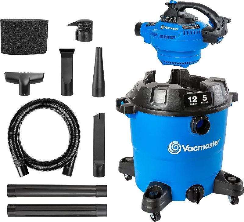 Photo 1 of ***MISSING COMPONENTS***Vacmaster VBV1210, 12-Gallon* 5 Peak HP** Wet/Dry Shop Vacuum with Detachable Blower, Blue
