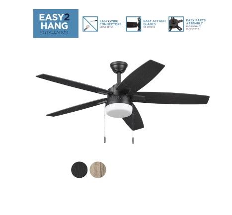 Photo 1 of ***Parts Only***Harbor Breeze Windshore Easy2Hang 52-in Matte Black Indoor Ceiling Fan with Light (5-Blade)