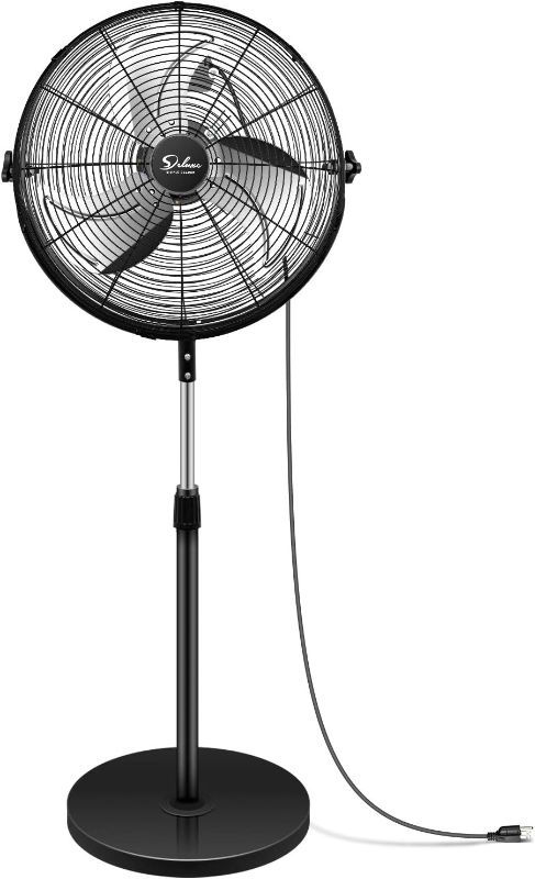 Photo 1 of 18 Inch Pedestal Standing Fan, High Velocity, Heavy Duty Metal For Industrial, Commercial, Residential, Greenhouse Use, Black