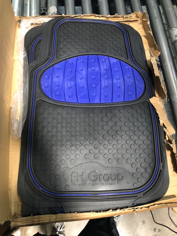 Photo 2 of Automotive Floor Mats Blue Climaproof for All Weather Protection Universal Fit Heavy Duty Rubber fits Most Cars, SUVs, and Trucks (Full Set Trim to Fit) FH Group F11500BLUE