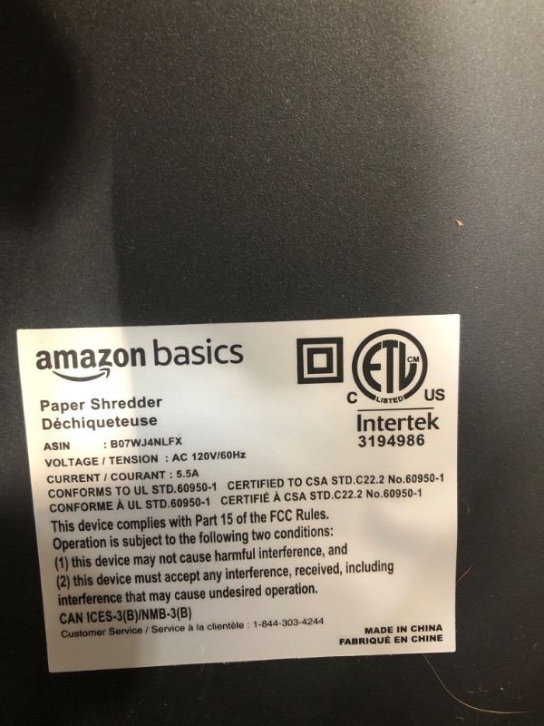 Photo 4 of Amazon Basics 24-Sheet Cross-Cut Paper, CD and Credit Card Home Office Shredder with Pullout Basket 24 Sheet Shredder