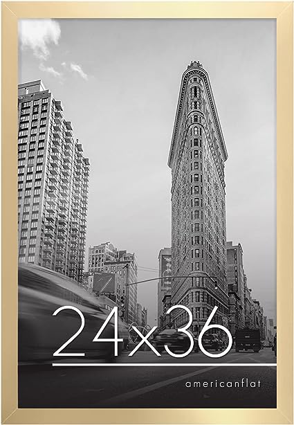 Photo 1 of 24x36 Poster Frame in Gold - Composite Wood with Polished Plexiglass - Horizontal and Vertical Formats for Wall