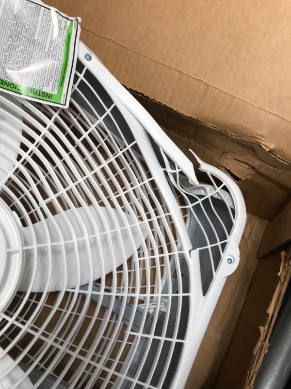 Photo 4 of **DAMAGED**
Lasko 20? Weather-Shield Performance Box Fan-Features Innovative Wind Ring System for Up to 30% More Air, 20 Inch, 3720
