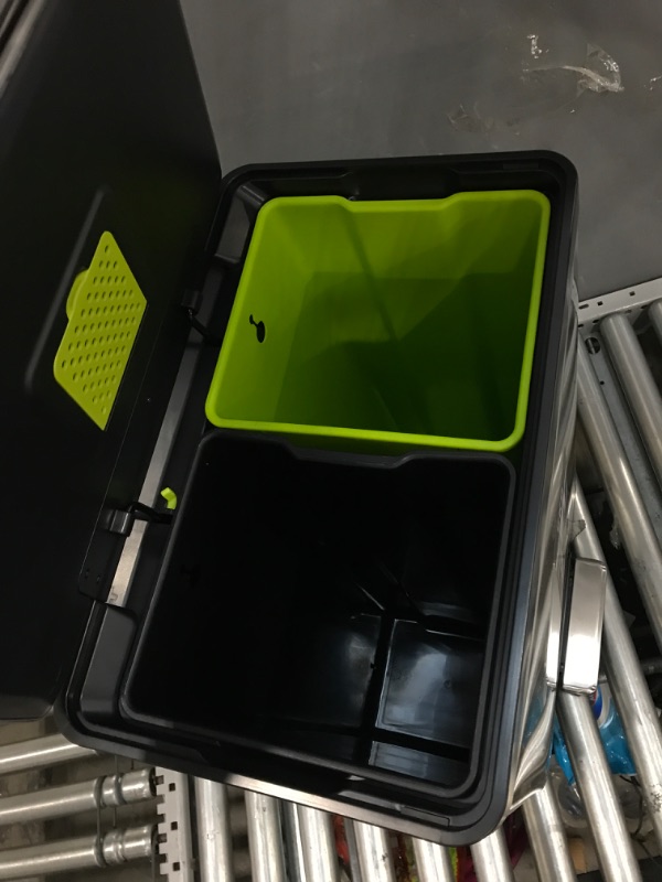 Photo 4 of **MINOR DAMAGE**
EKO EcoCasa II Dual Compartment Rectangular Kitchen Step Trash Can Recycler, (20L+20L), Brushed Stainless Steel Finish (EK9138MT-20L+20L)
