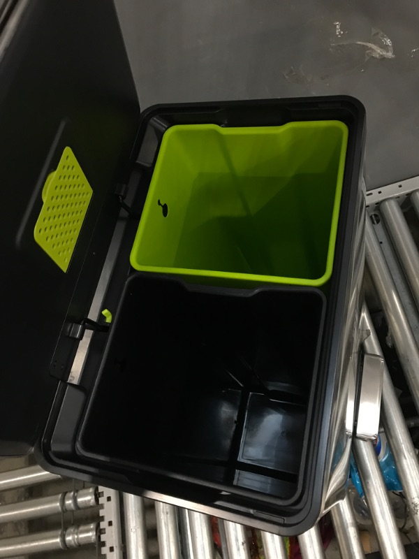 Photo 1 of **MINOR DAMAGE**
EKO EcoCasa II Dual Compartment Rectangular Kitchen Step Trash Can Recycler, (20L+20L), Brushed Stainless Steel Finish (EK9138MT-20L+20L)