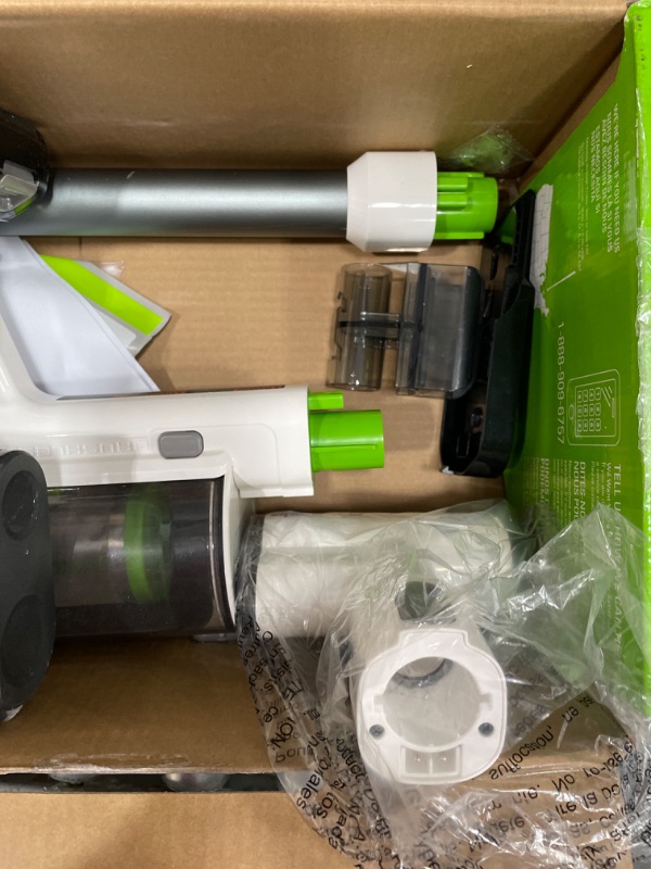 Photo 3 of **USED**
Greenworks 24V Brushless Cordless Stick Vacuum, Lightweight, Handheld, Pet, Anti-Allergen HEPA Filtration, Hard Floor, Carpet, Car, 4Ah Battery, and 30-Minute Charge Time (White) Stick Vacuum (White)