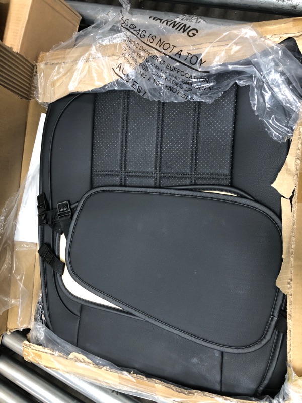Photo 1 of AOOG Leather Car Seat Covers, Leatherette Automotive Vehicle Cushion Cover for Cars SUV Pick-up Truck, Universal Non-Slip Vehicle Cushion Cover Waterproof Protectors Interior Accessories, Front Pair FRONT PAIR BLACK