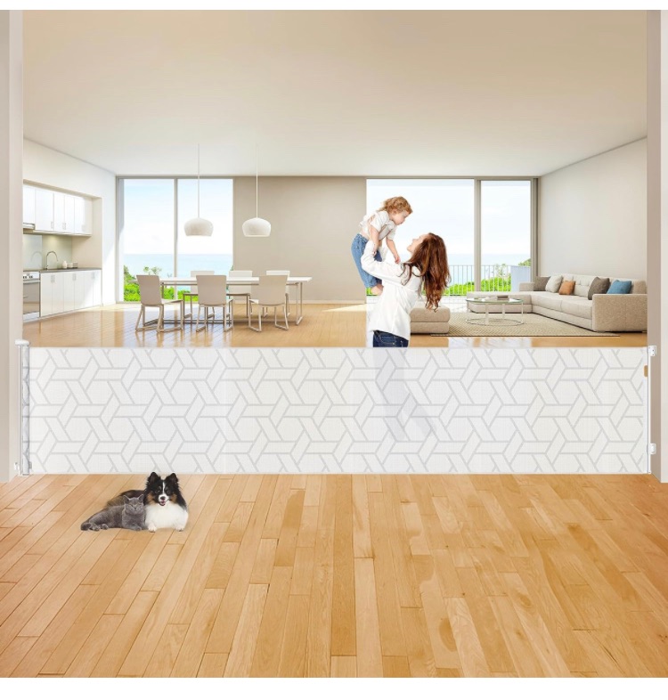 Photo 1 of 138" Retractable Baby Gates, 33" Tall, Extends up to 138'' Wide, Retractable Dog Gate, Retractable Baby Gate Extra Wide for Stairs, Doorways, Hallways, Deck, Kitchen and Basement(33"x138", White)