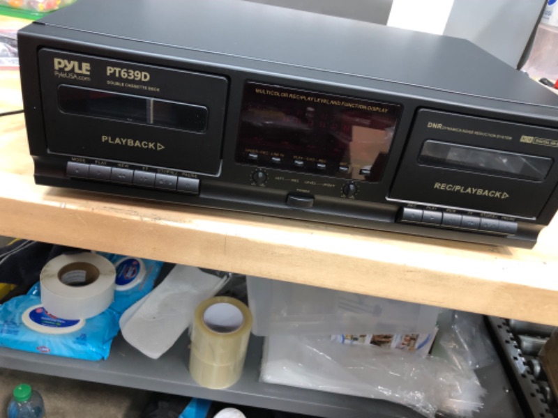 Photo 1 of Pyle Dual Cassette Deck Stereo - Compact & Portable Hi-Fi Tape Recorder Player with Digital Professional Noise Reducing System, Automatic Recording, RCA Cables - Record & Play Audio/Music - PT639D