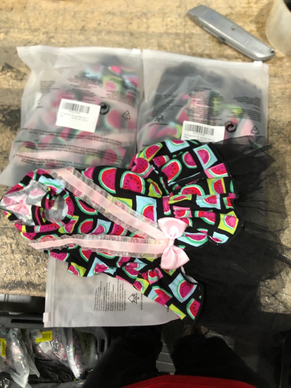 Photo 2 of 3 pack of Small Dog Dress - Watermelon Printed Black Dog Clothes Dog Apparel Puppy Outfits Puppy Dresses for Girl Small Dogs (L) watermelon L(12-20lbs)