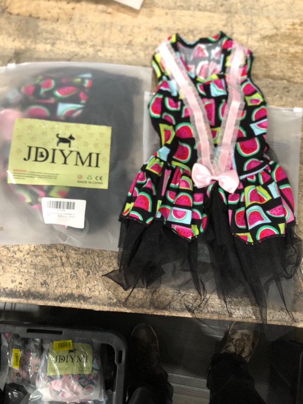 Photo 2 of 2 pack of Small Dog Dress - Watermelon Printed Black Dog Clothes Dog Apparel Puppy Outfits Puppy Dresses for Girl Small Dogs (L) watermelon L(12-20lbs)