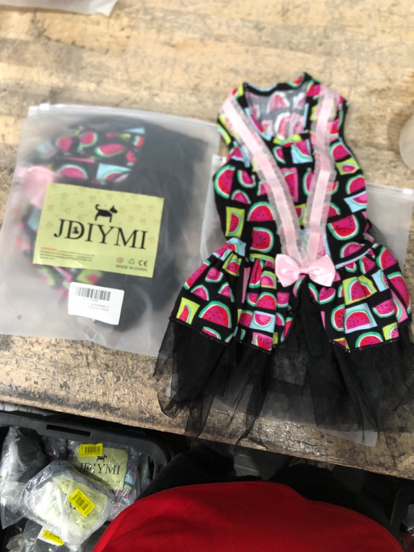 Photo 2 of 2 pack of Small Dog Dress - Watermelon Printed Black Dog Clothes Dog Apparel Puppy Outfits Puppy Dresses for Girl Small Dogs (XL) watermelon XL(12-20lbs)