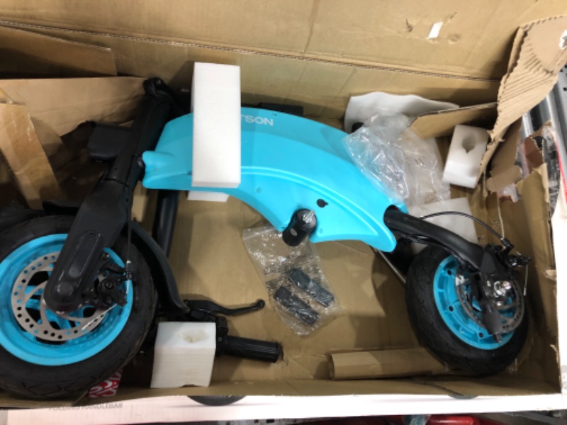 Photo 2 of **PARTS ONLY, NON-FUNCTIONAL** USED. Jetson LX10 Folding Electric Bike, Includes Easy Folding Mechanism,250 Watt Motor, 10" Wheels Blue