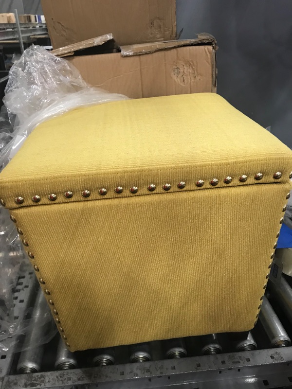 Photo 2 of Adeco Storage Ottoman Square Footrest Stool Yellow