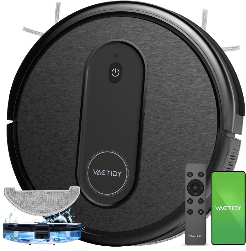 Photo 1 of Vactidy Nimble T7 Robot Vacuum and Mop Combo, WiFi/App/Alexa/Siri Control, Robotic Vacuum Cleaner with Schedule, 2 in 1 Watertank & Dustbin, Self-Charging, Slim, Ideal for Hard Floor, Pet Hair, Carpet
