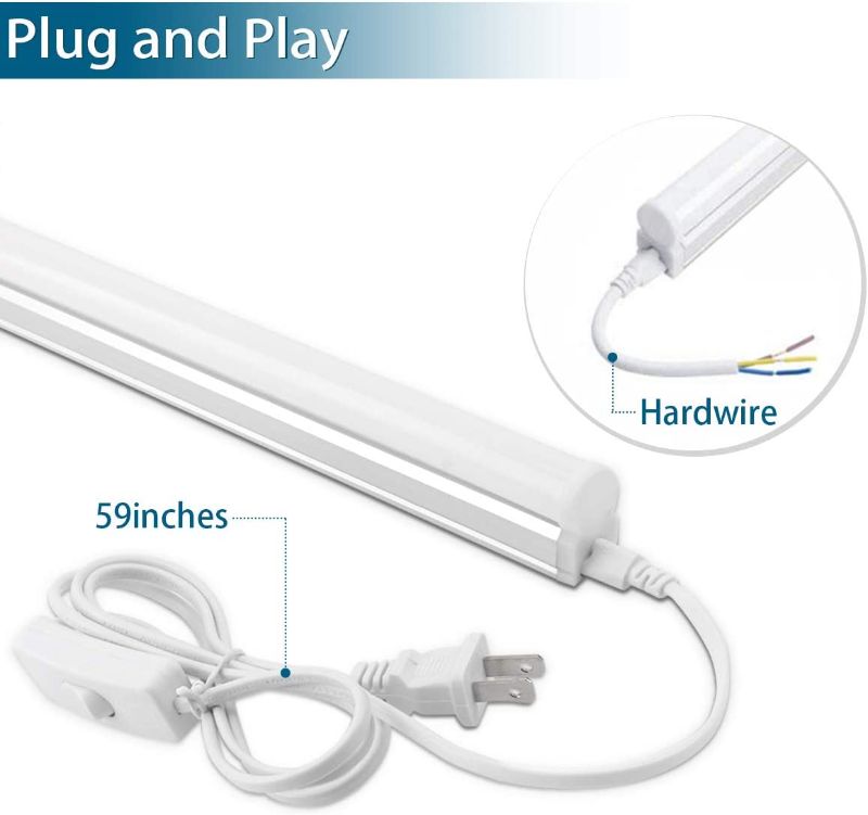 Photo 1 of 4 pack Barrina LED T5 Integrated Single Fixture, 4FT, 2200lm, 6500K (Super Bright White), 20W, Utility LED Shop Light, Ceiling and Under Cabinet Light,...
