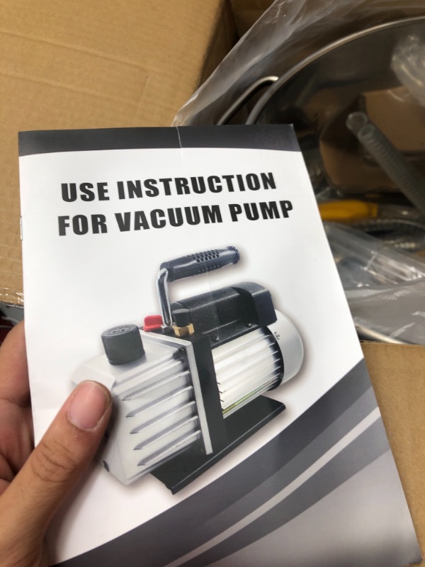 Photo 3 of 5 Gallon Tempered Glass Lid Vacuum Chamber with Pump, Degassing Chamber Kit with 3CFM 1 Stage Vacuum Pump Without Oil, Perfect for Stabilizing Wood, Degassing Silicones, Epoxies and Essential Oils