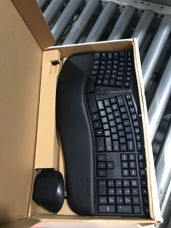 Photo 2 of MEETION Ergonomic Wireless Keyboard and Mouse, Ergo Keyboard with Vertical Mouse, Split Keyboard with Cushioned Wrist, Palm Rest, Natural Typing, Rechargeable, Full Size, Windows/Mac/Computer/Laptop