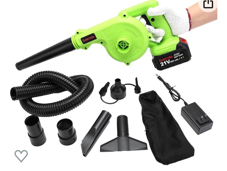 Photo 1 of **DID NOT FUNCTION**Cordless Leaf Blower, 2-in-1 Portable Leaf Blower 21V Lithium Battery,110V Multifunctional Blower for Blowing Leaf, Clearing Dust & Small Trash,Car, Computer Host, Hard to Clean Corner by SHINTYOOL