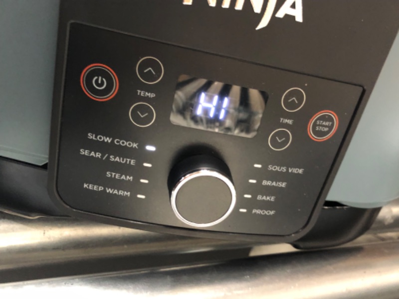 Photo 4 of **DAMAGE**Ninja MC1001 Foodi PossibleCooker PRO 8.5 Quart Multi-Cooker, with 8-in-1 Slow Cooker, Dutch Oven, Steamer & More, Glass Lid & Integrated Spoon, Nonstick, Oven Safe Pot to 500°F, Sea Salt Gray
