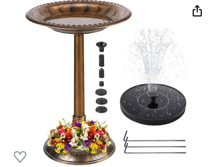 Photo 1 of **INCOMPLETE**Enhon Bird Bath with Solar Fountain, Outdoor Garden Bird Bath Bowl and Solar Powered Water Fountain Pump Combo Set, Apply to Gardens