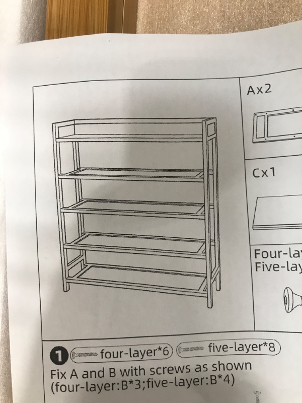 Photo 1 of 5 tier tan wood shelves 