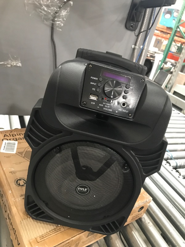 Photo 3 of 400W Portable Bluetooth PA Loudspeaker - 8” Subwoofer System, 4 Ohm/55-20kHz, USB/MP3/FM Radio/ ¼ Mic Inputs, Multi-Color LED Lights, Built-in Rechargeable Battery w/ Remote Control - Pyle PPHP844B