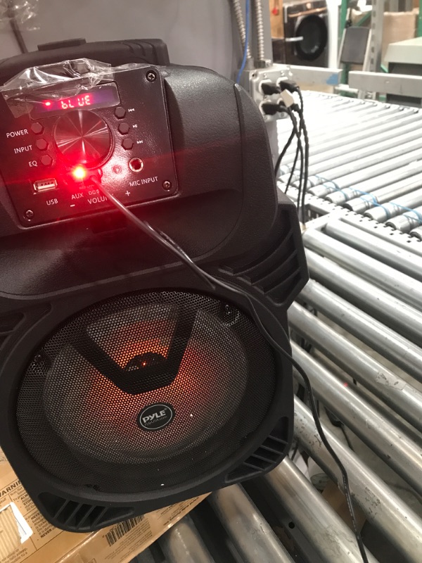 Photo 4 of 400W Portable Bluetooth PA Loudspeaker - 8” Subwoofer System, 4 Ohm/55-20kHz, USB/MP3/FM Radio/ ¼ Mic Inputs, Multi-Color LED Lights, Built-in Rechargeable Battery w/ Remote Control - Pyle PPHP844B