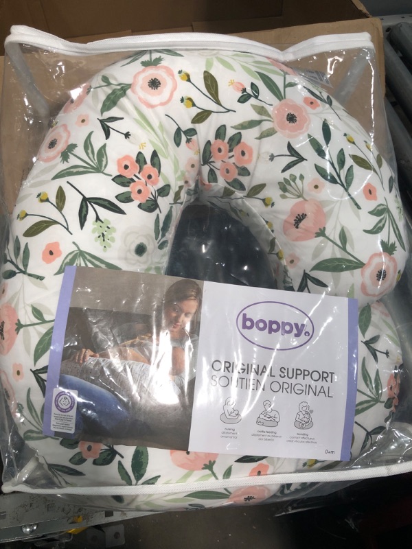 Photo 2 of Boppy Nursing Pillow and Positioner—Original | Pink Garden Flowers | Breastfeeding, Bottle Feeding, Baby Support | with Removable Cotton Blend Cover | Awake-Time Support , 20x16x5.5 Inch (Pack of 1)