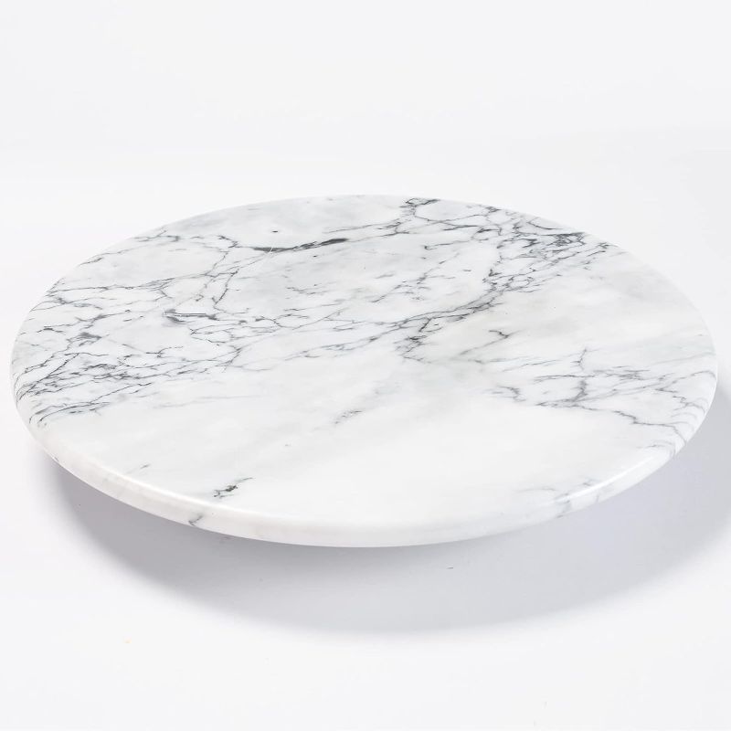 Photo 1 of 14” round marble lazy susan, White