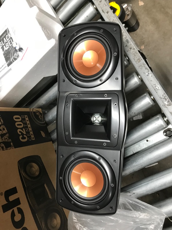 Photo 2 of Klipsch Synergy Black Label C-200 Center Channel Speaker for Crystal-Clear Dialogue and Vocals with Proprietary Horn Technology, Dual 5.25” High-Output Woofers, and Dynamic 1” Tweeter in Black