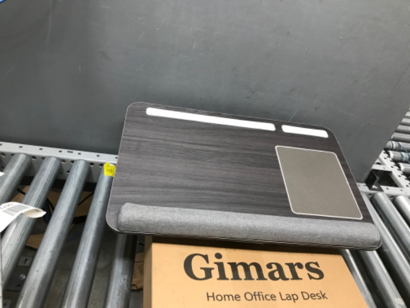 Photo 2 of Gimars Home Office Lap Desk Fits up to 17 Inches Laptop with Dual Cushion,Wrist Rest, Built-in Mouse Pad, Tablet Phone Holder and Storage Drawer, Grey
