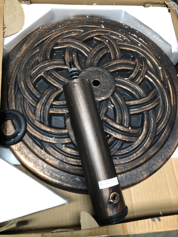 Photo 2 of ***MISSING HARDWARE***DC America UBP18181-BR 18-Inch Cast Stone Umbrella Base, Made from Rust Free Composite Materials, Bronze Powder Coated Finish