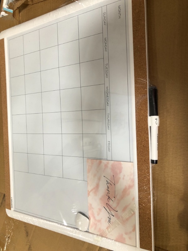 Photo 2 of U Brands Magnetic Dry Erase Calendar Board, 16 x 20 Inches, White PINIT Frame, Marker Included (437U00-01), White Frame White 16'' x 20''