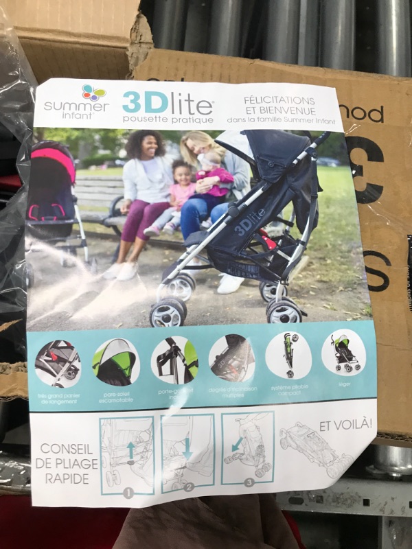 Photo 1 of Summer 3Dlite Convenience Stroller, Gray - Lightweight Stroller with Aluminum Frame, Large Seat Area, 4 Position Recline, Extra Large Storage Basket - Infant Stroller for Travel and More Grey