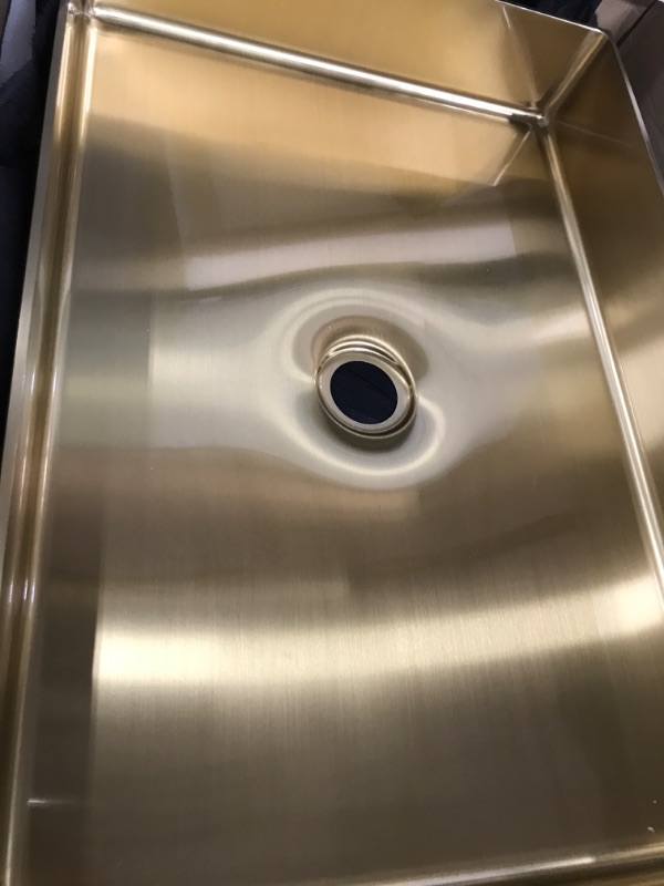 Photo 3 of Lovedima Gold Vessel Sink,Rectangular Stainless Steel Luxury Bathroom Vanity Wash Sink Above Counter (21.65"L)