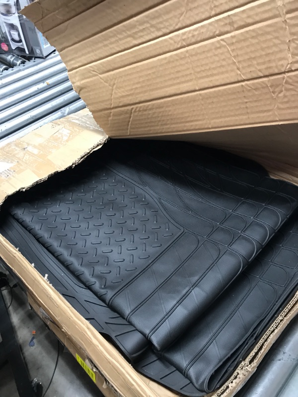 Photo 2 of Amazon Basics 4-Piece All-Weather Protection Heavy Duty Rubber Floor Mats Set with Cargo Liner for Cars, SUVs, and Trucks?Black,Universal Trim to Fit Black Thick Heavy Duty Rubber 4-Piece