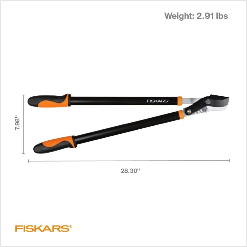 Photo 1 of *PACK OF TWO* Fiskars 28" Power-Lever Garden Bypass Lopper and Tree Trimmer - Sharp Precision-Ground Steel Blade for Cutting up to 1.75" Diameter 