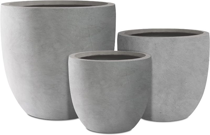 Photo 3 of 
Natural Concrete Round Planters (Set of 3), Outdoor Indoor Modern Planter Pots, Lightweight, Weather Resistant,...
Color:Natural Concrete
