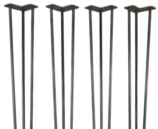 Photo 1 of 1/2 in. Dia 28 in. Mid-Century Modern Satin Black Hairpin Table Legs, (4-Pack)