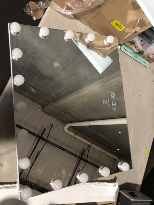 Photo 5 of (USED AND NO CABLE ) FENCHILIN Vanity Mirror with Lights, Hollywood Lighted Makeup Mirror with 15 Dimmable LED Bulbs for Dressing Room & Bedroom, Tabletop or Wall-Mounted, Slim Metal Frame Design, White A-white