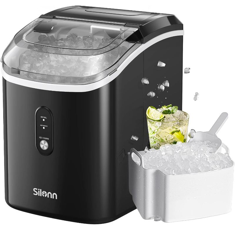 Photo 1 of 
Nugget Countertop Ice Maker - Silonn Chewable Pellet Ice Machine with Self-Cleaning Function, 33lbs/24H, Sonic Ice Makers for Home Kitchen Office, Black