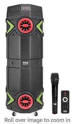 Photo 1 of Powers On but Not Functional**Pyle 400W Remote Control Portable Bluetooth PA Speaker-Dual 8” Rechargeable Indoor/Outdoor BT Karaoke Audio System-Party Lights,LED Display,FM/AUX/MP3/USB/SD,1/4' in,Handle,Wheels-Wireless Mic